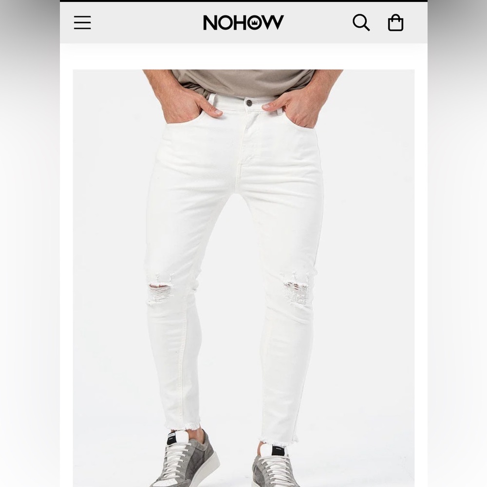 NOHOW MEN JASE RIPPED JEANS IN WHITE